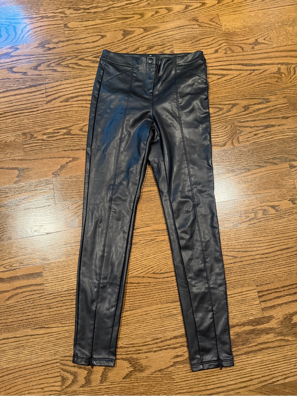 7 For All Mankind Black Faux Leather High-Rise Skinny Leggings
